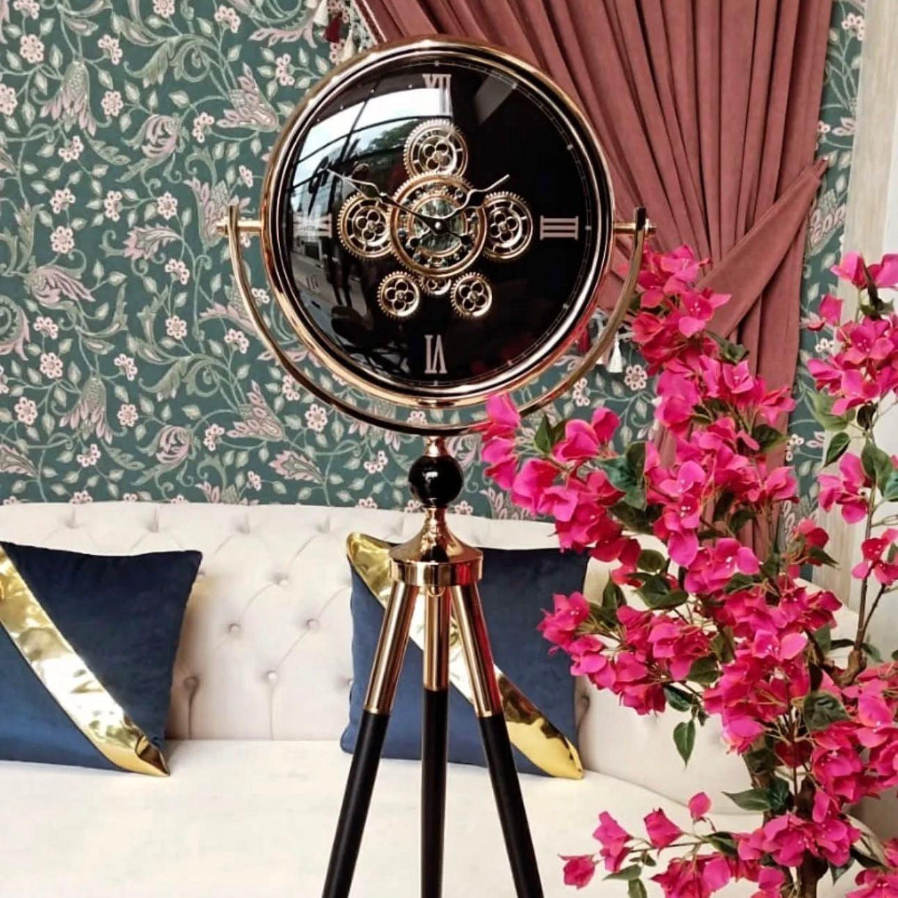 French Vintage Tripod-Mounted Metal Clock